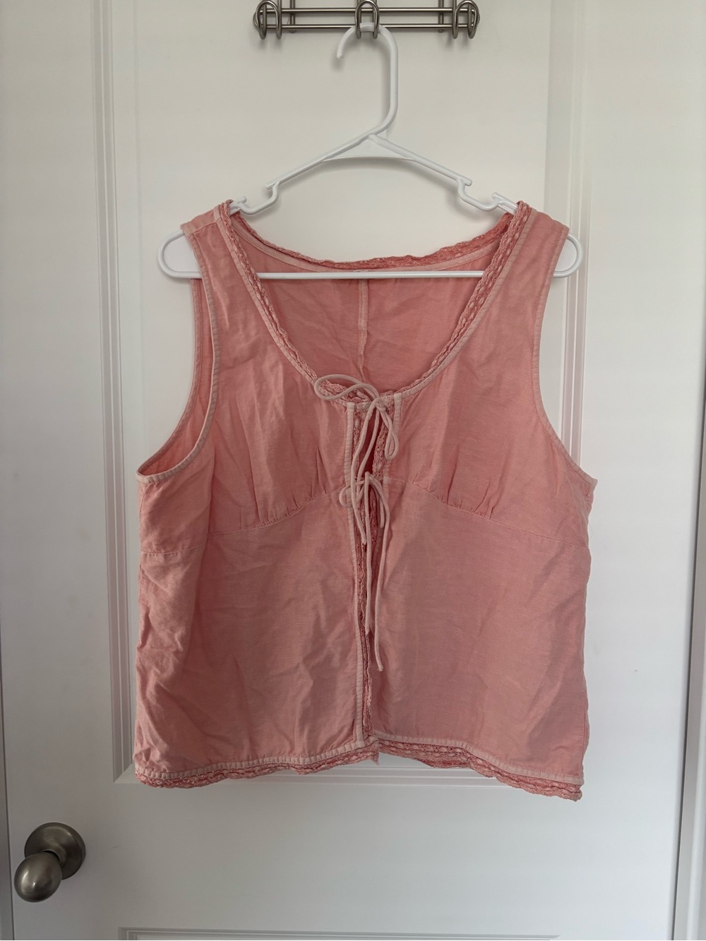 Lucky Brand Pink Lace-Trim Tank Top